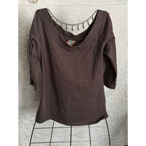 Girl Skateboards Weavers Brown Scoop Neck 3/4 Sleeve Top Large Skate Streetwear
